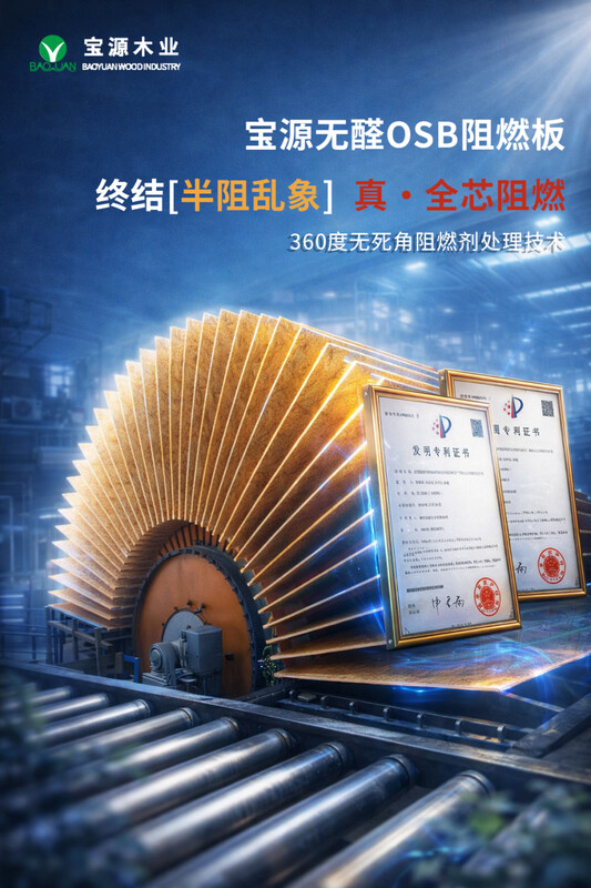 宝源无醛OSB阻燃板，终结[半阻乱象]，真·全芯阻燃